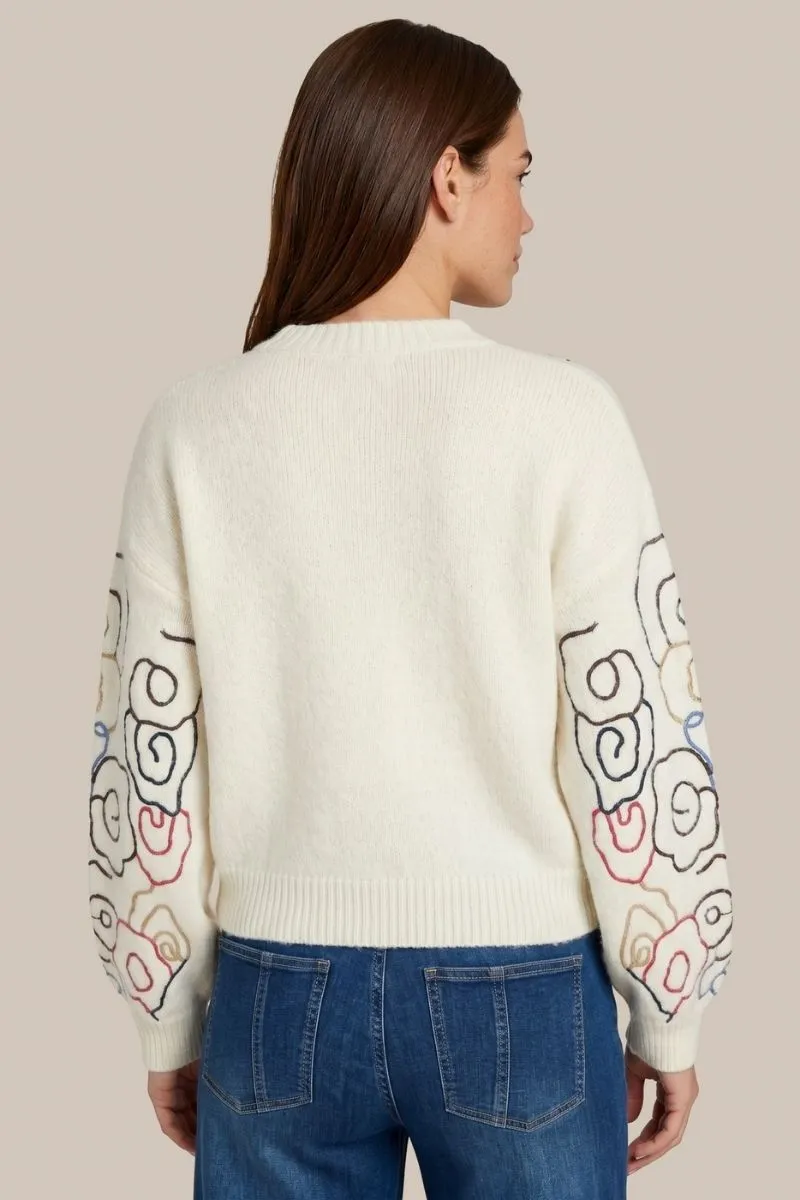CS The Label Wings Knit Pullover Wool White/Color Mix, wollen pullover met vleugelmotief